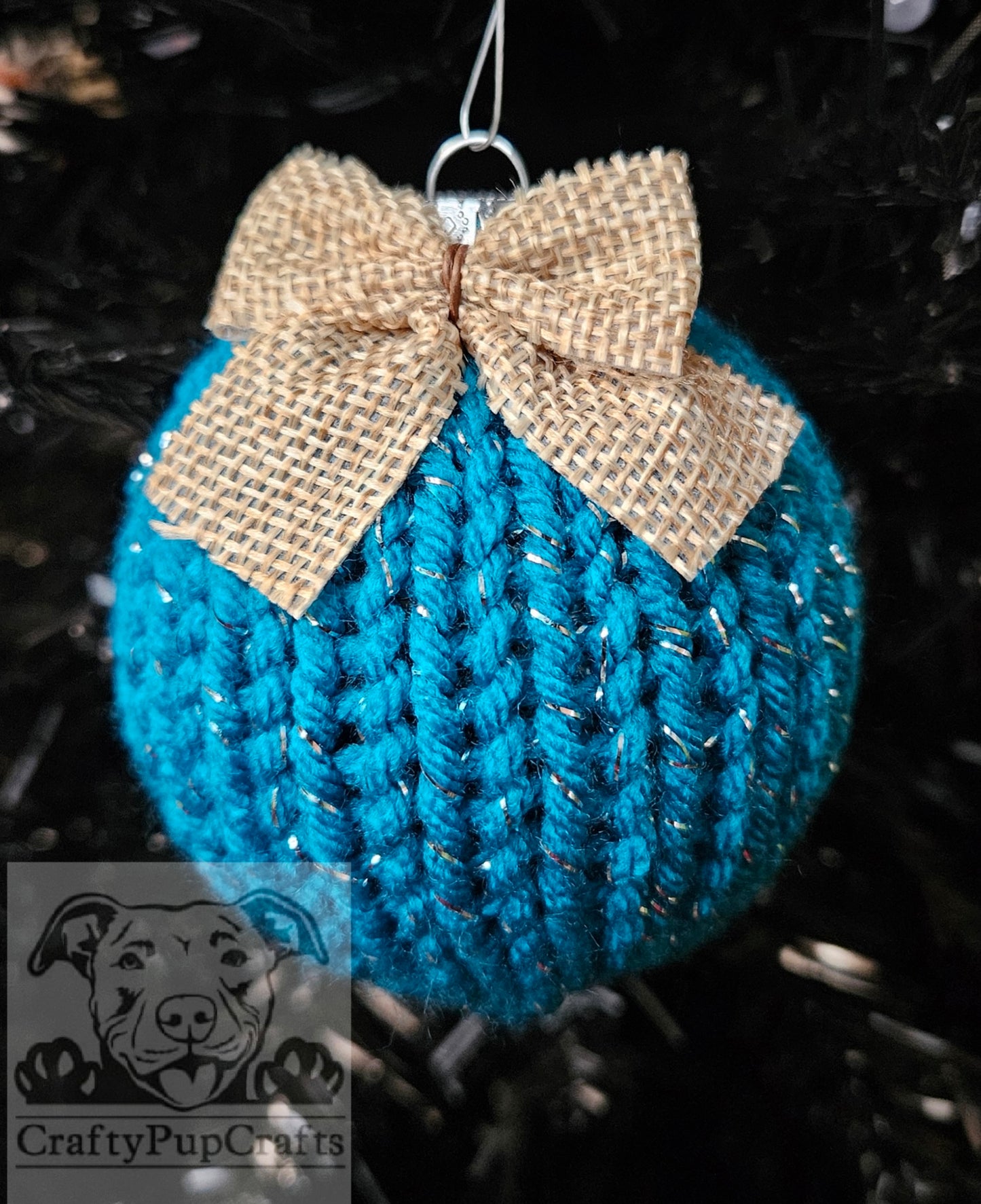 Teal with metallic Christmas ornament - 4 pack