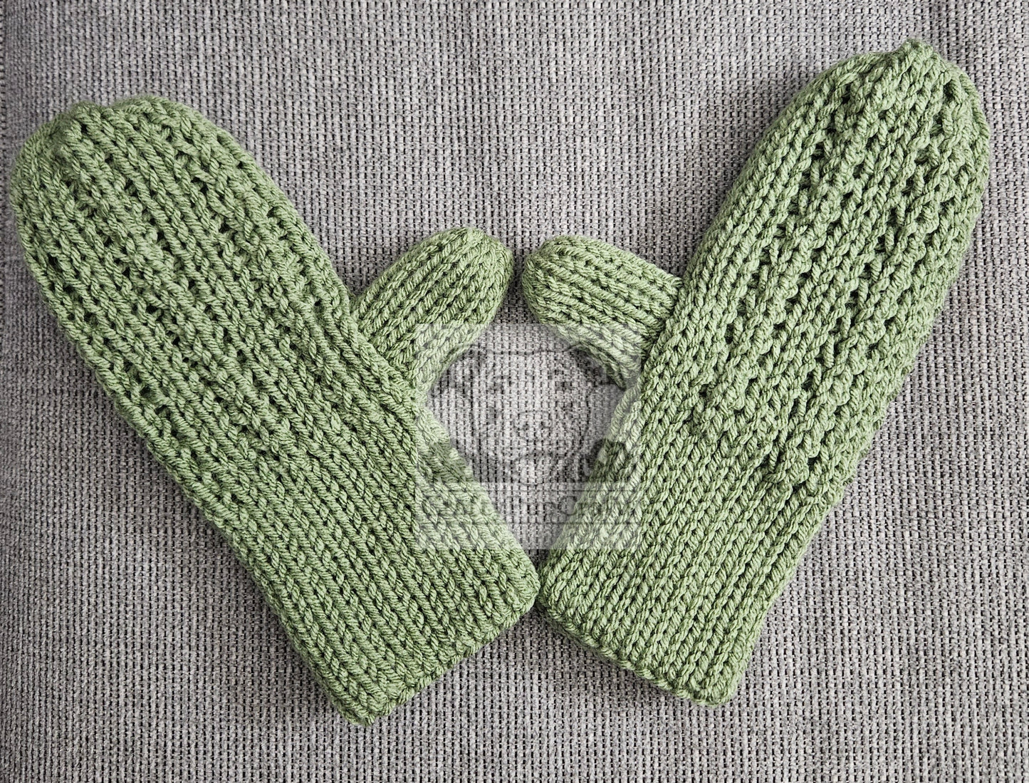 Sage green trailing ivy knit mittens