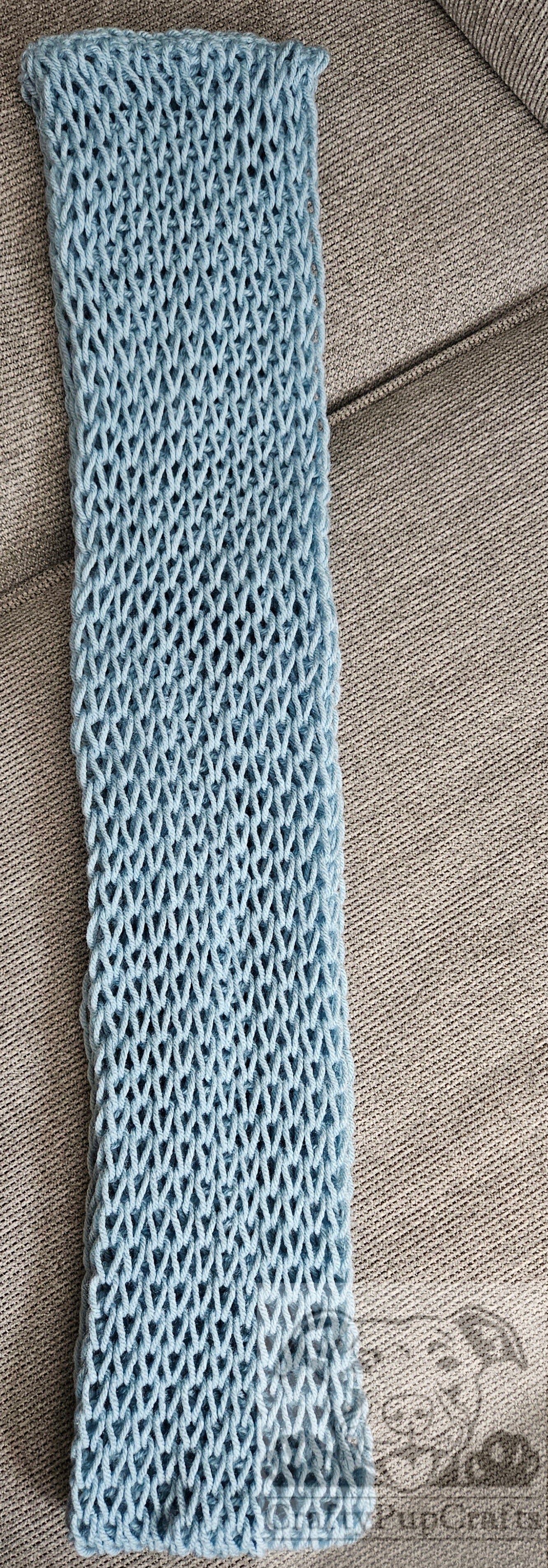 Light teal knit drop stitch infinity scarf