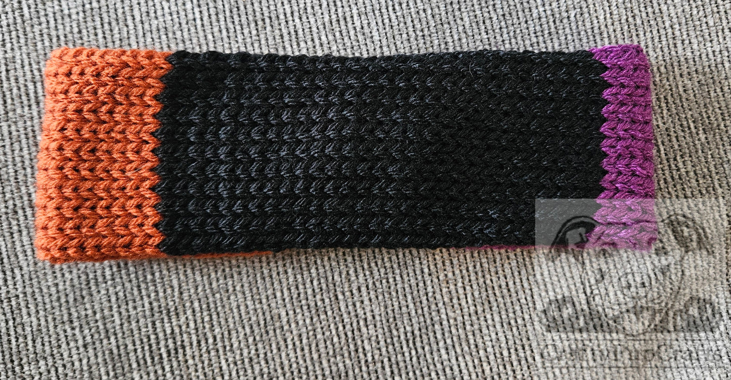 Black, purple, & pumpkin spice narrow ear warmer