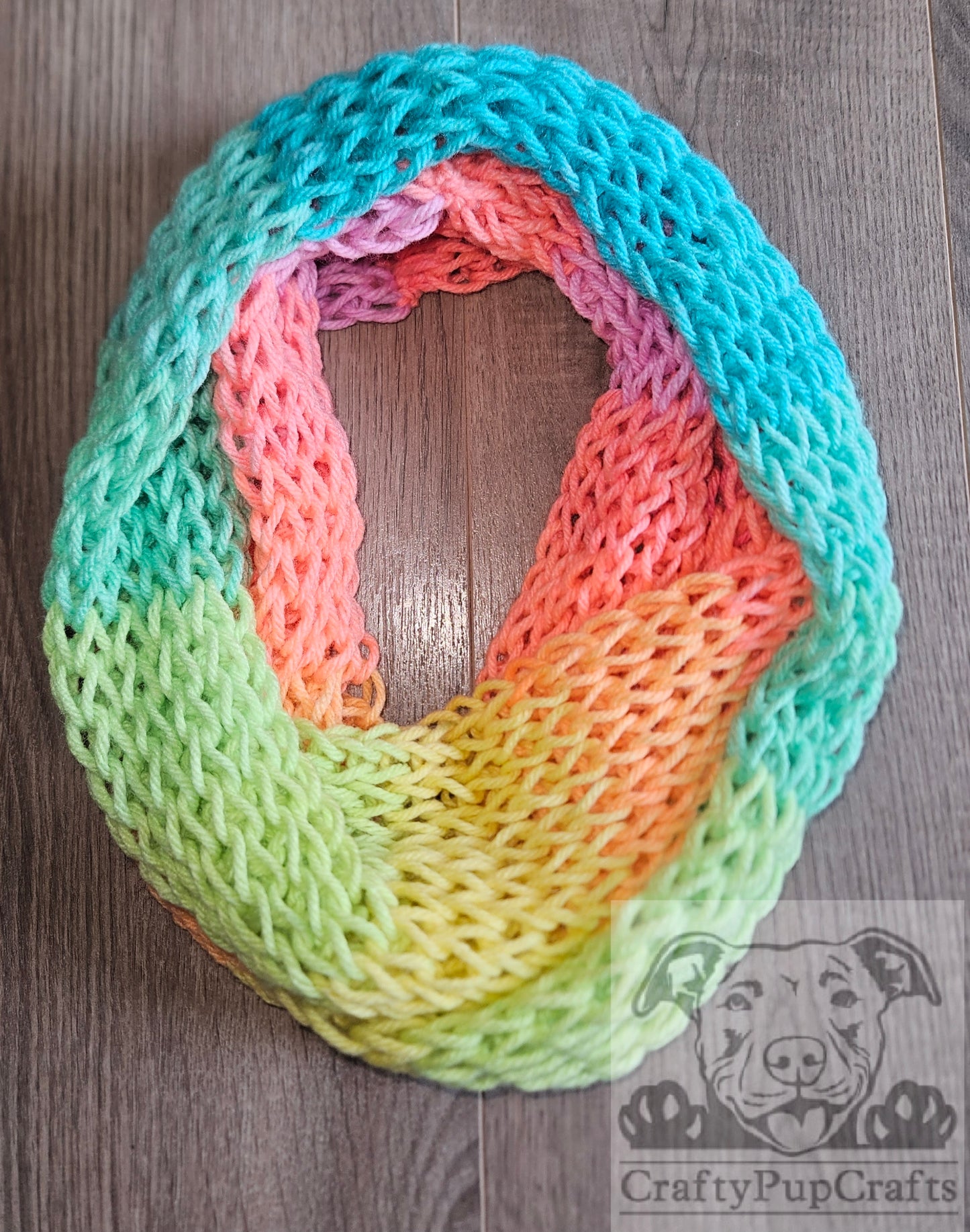 Neon stripe knit drop stitch infinity scarf