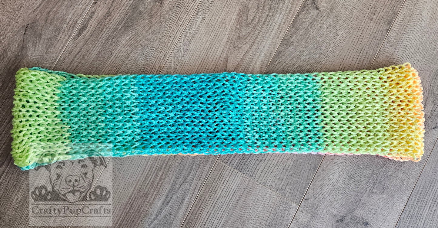 Neon stripe knit drop stitch infinity scarf