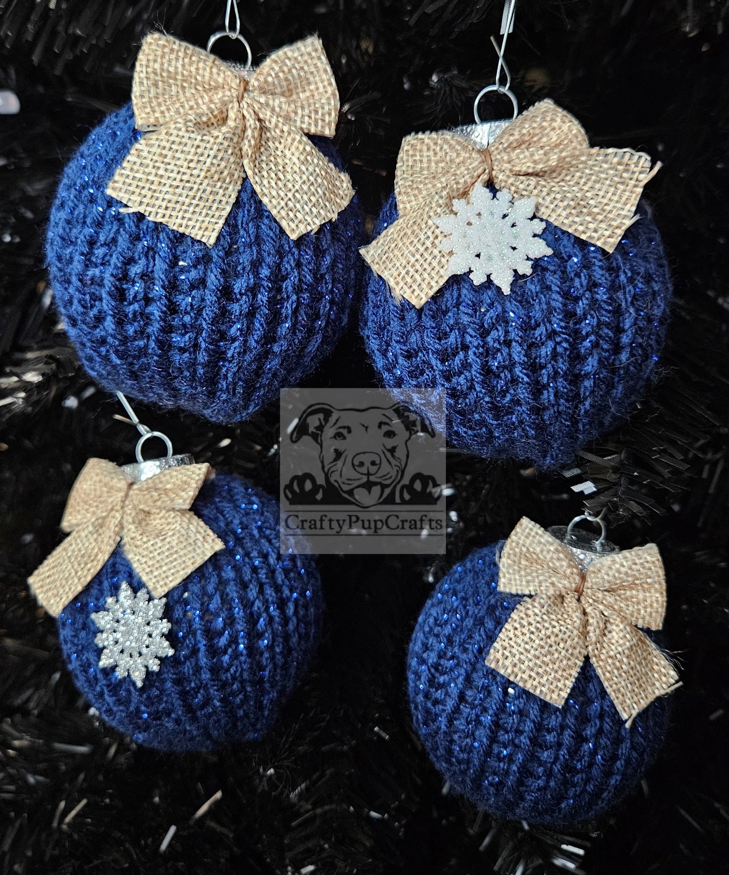 Navy blue with metallic Christmas ornament - 4 pack