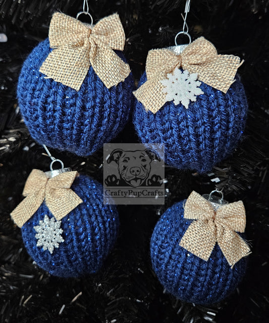 Navy blue with metallic Christmas ornament - 4 pack