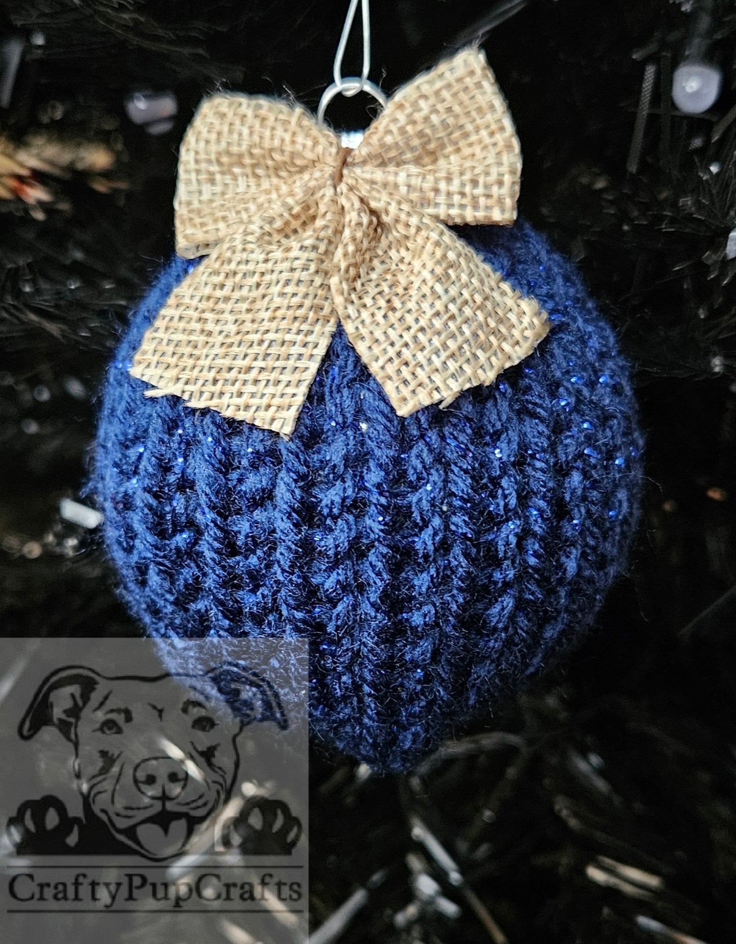 Navy blue with metallic Christmas ornament - 4 pack