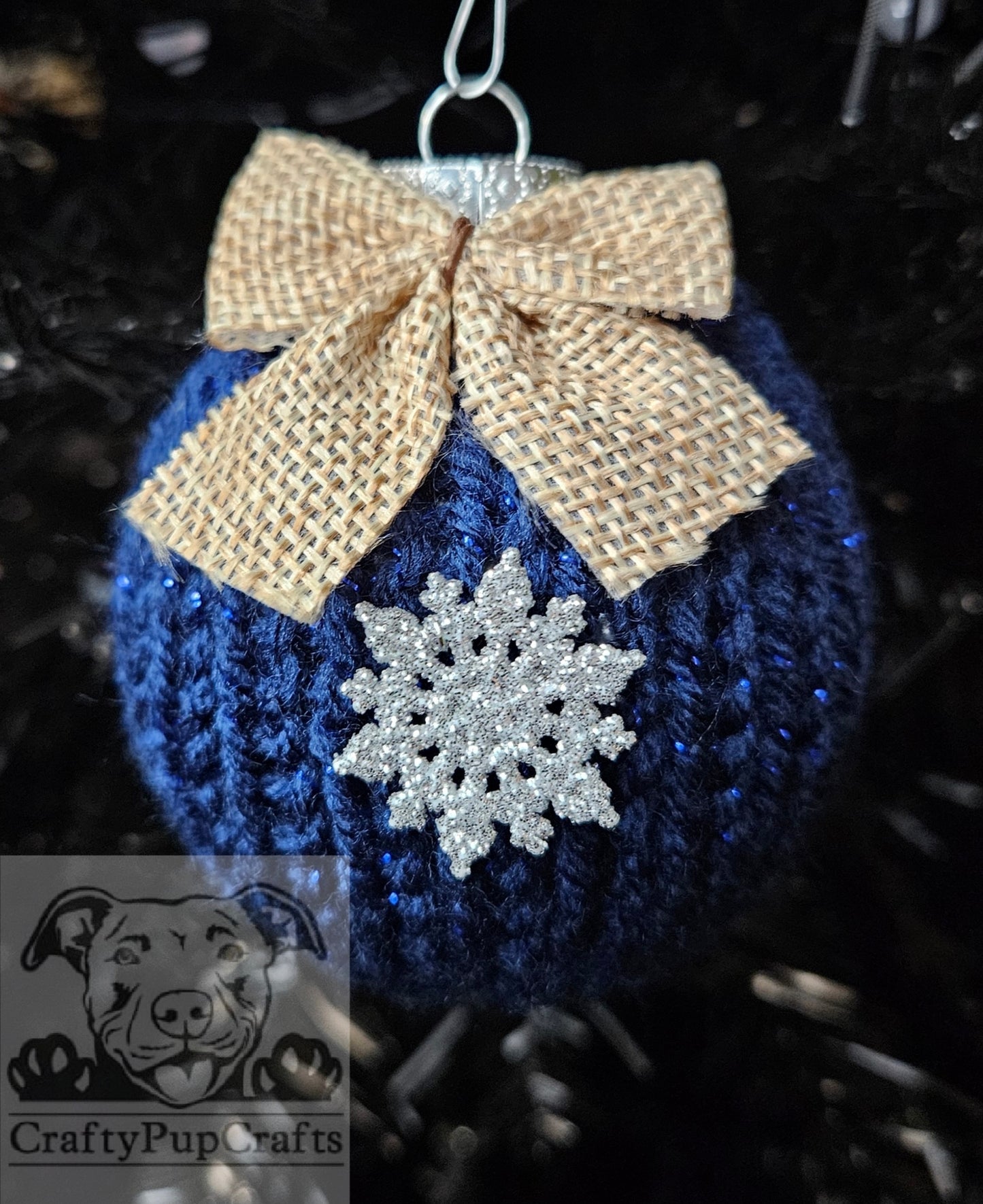Navy blue with metallic Christmas ornament - 4 pack