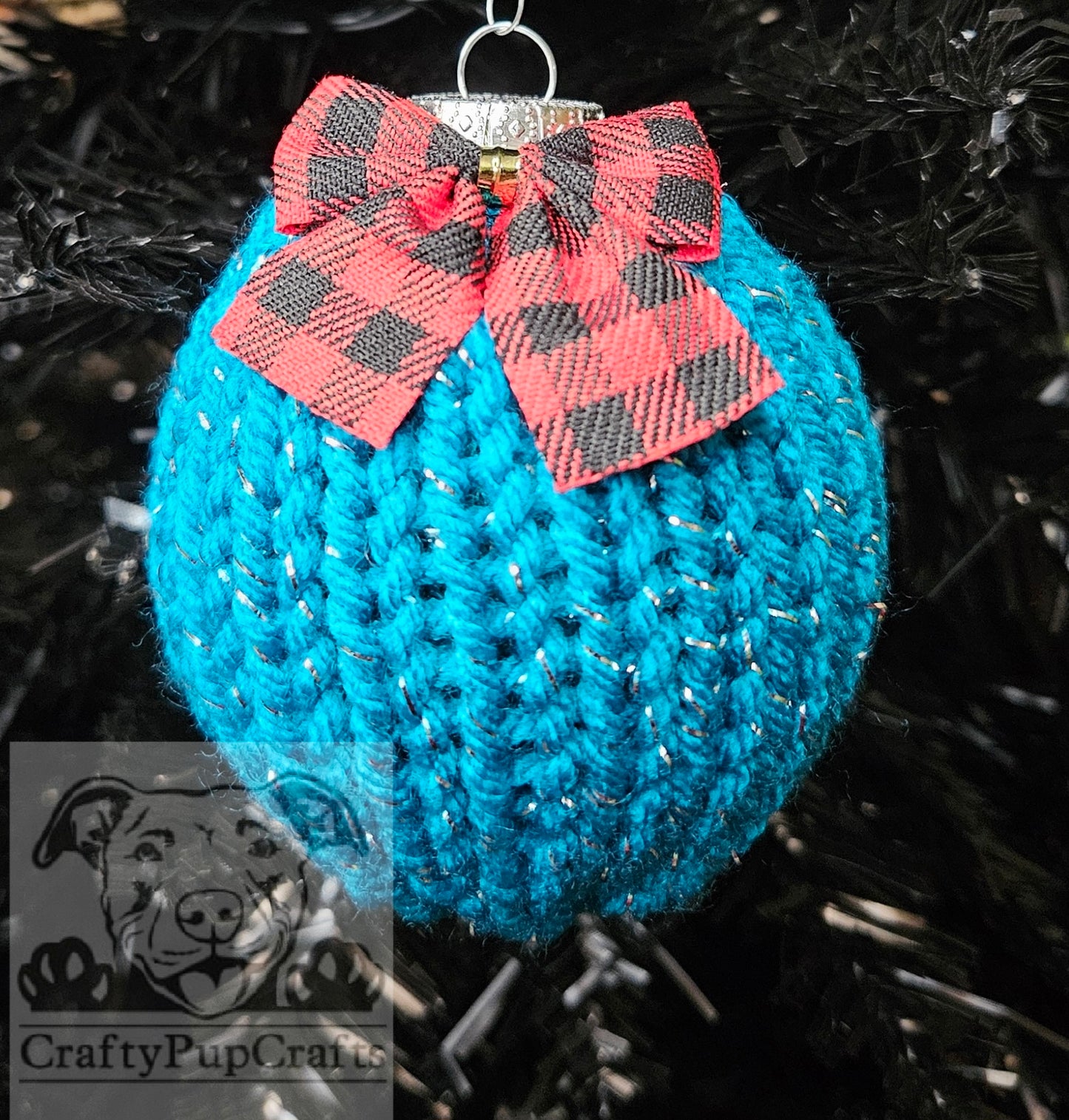 Teal with metallic Christmas ornament - 4 pack