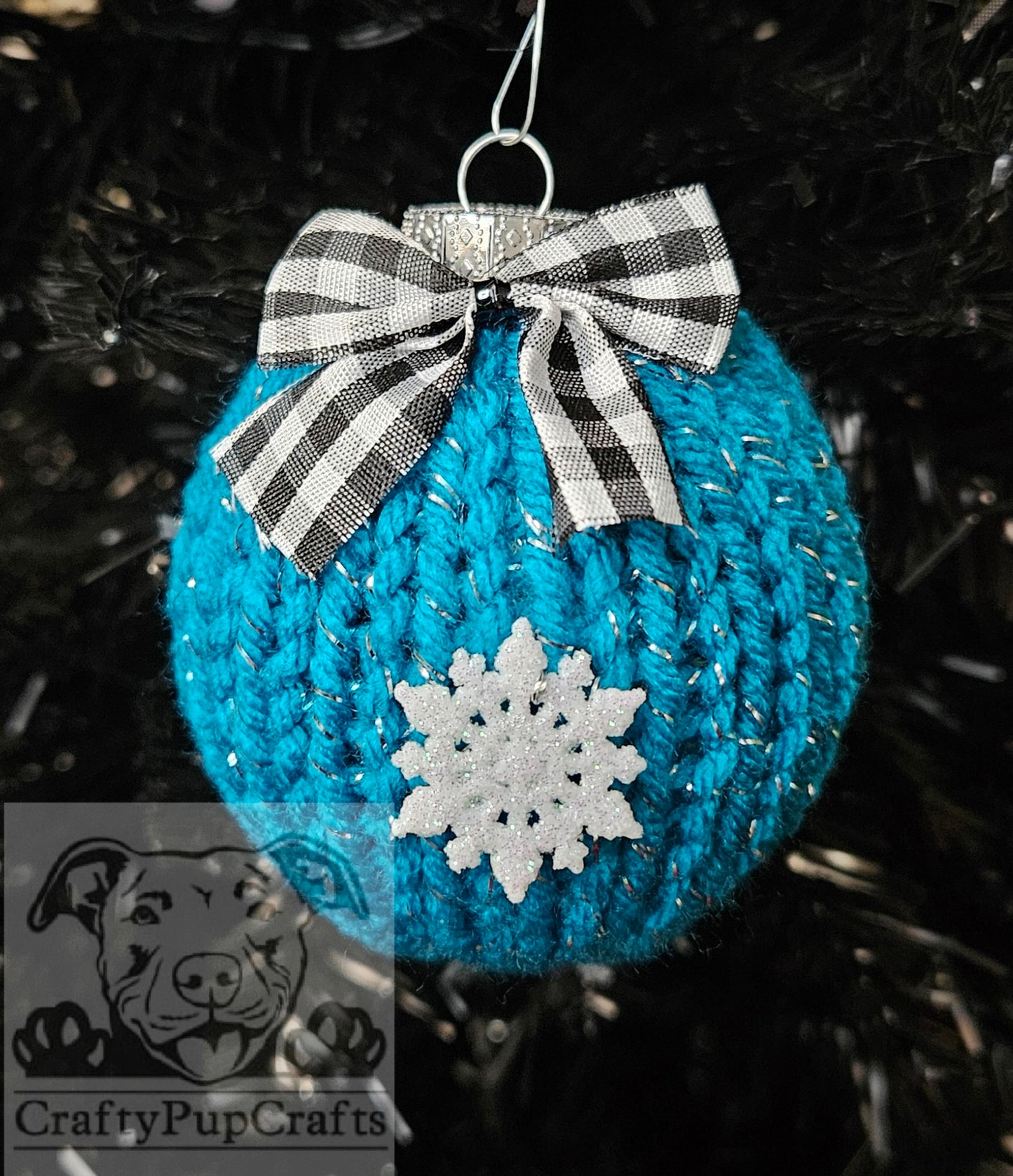 Teal with metallic Christmas ornament - 4 pack