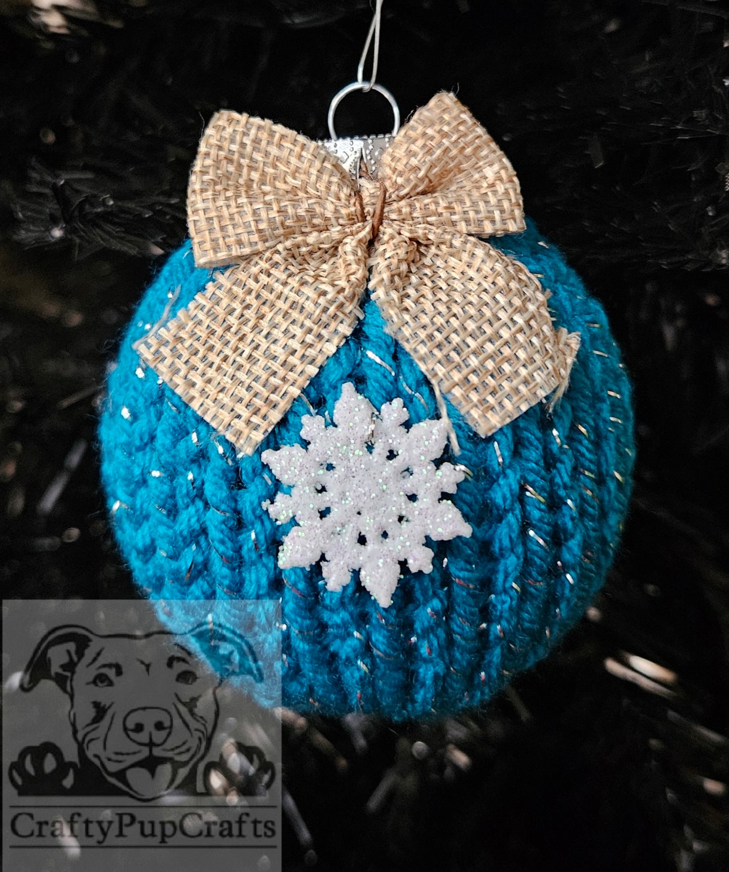 Teal with metallic Christmas ornament - 4 pack