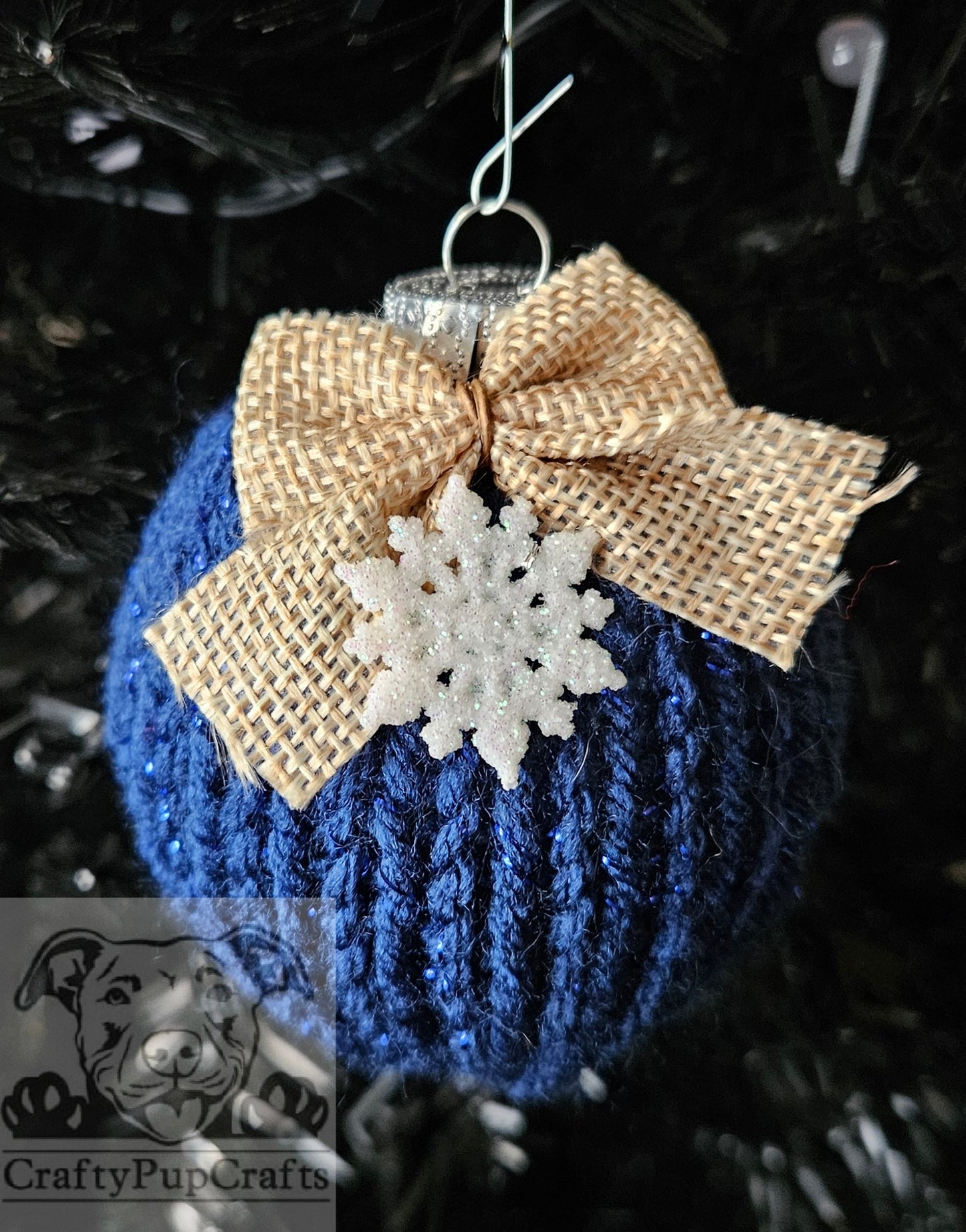 Navy blue with metallic Christmas ornament - 4 pack