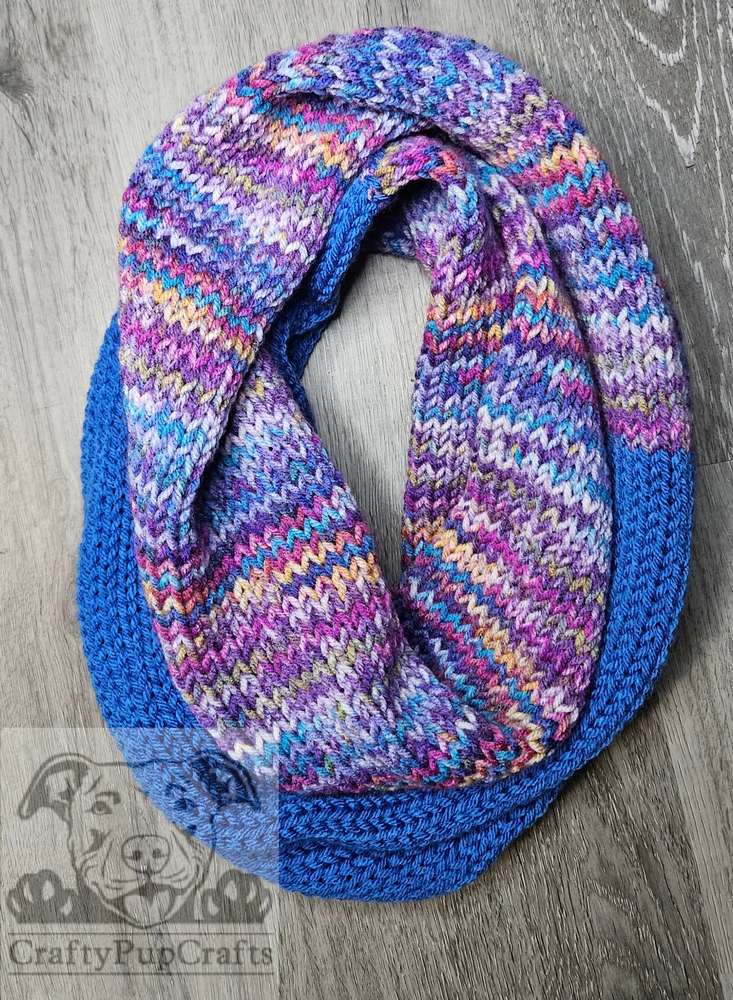 Blue & multi-color purple/pink infinity scarf