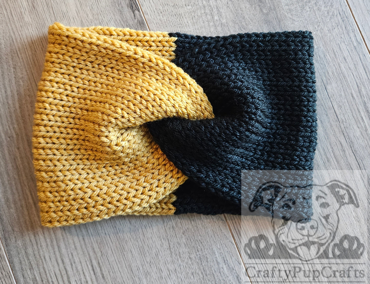 Black & sungold ear warmer