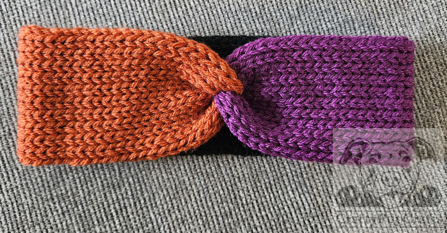 Black, purple, & pumpkin spice narrow ear warmer