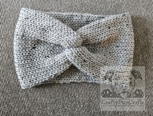 Light gray speckled ear warmer