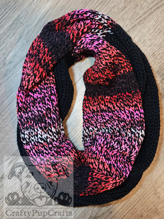 Black & red/pink ombre infinity scarf