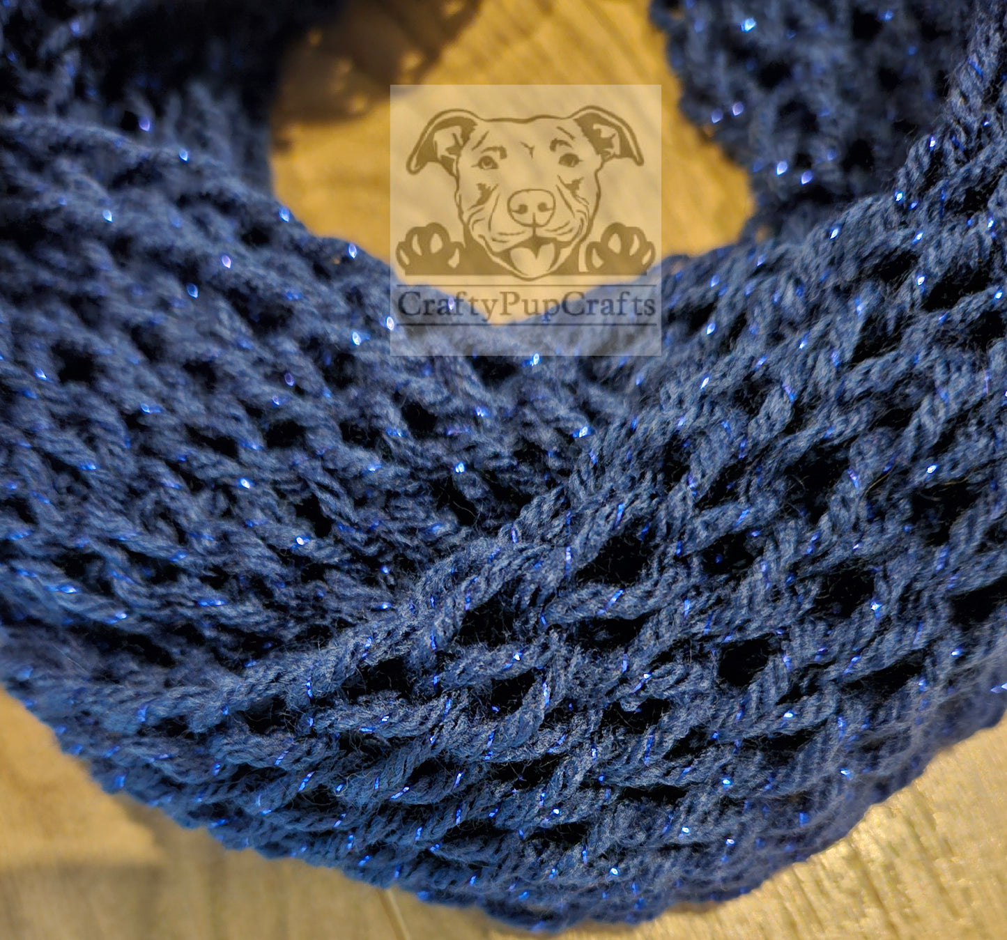 Navy blue twinkle knit drop stitch infinity scarf