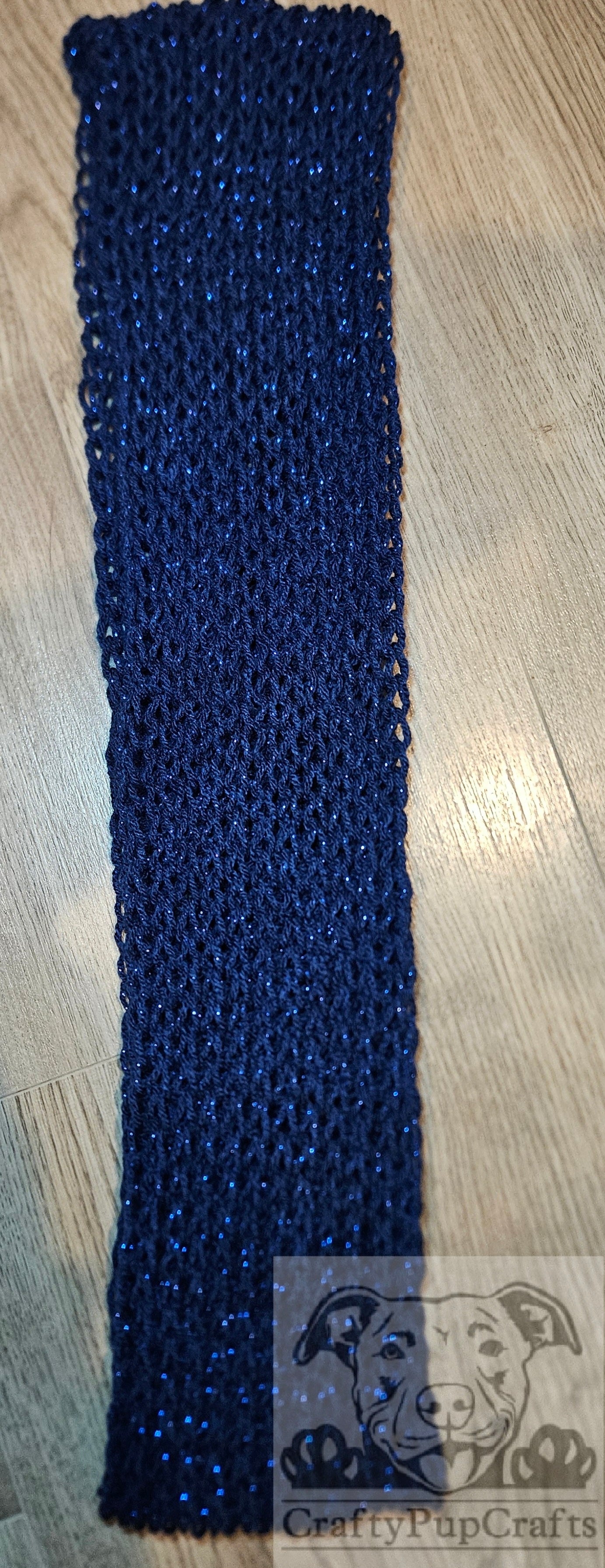 Navy blue twinkle knit drop stitch infinity scarf